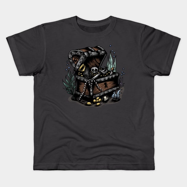 pirates treasure box Kids T-Shirt by Arjanaproject